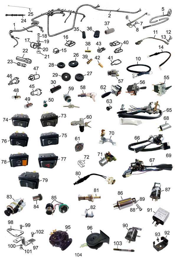 Image for Wiring looms. Switches and Horns